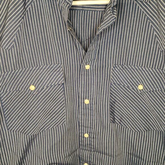 Mens Stoneriver Outfitters pearl snap western / work wear shirt XL Blue striped - Picture 2 of 3